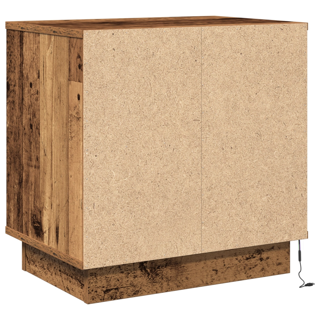 Cabinetti da notte con LED 2 pezzi Legno Vecchio 50x34,5x50 cm