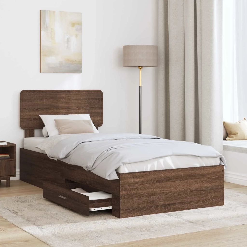 Struttura del letto con testiera Rovere Marrone 75 x 190 cm 3412442