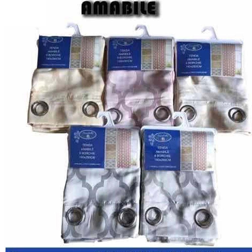 Trade Shop - Tenda Amabile Pannello Singolo 8 Borchie Porta Finestra Cucina Bastone 140x280 Cm -