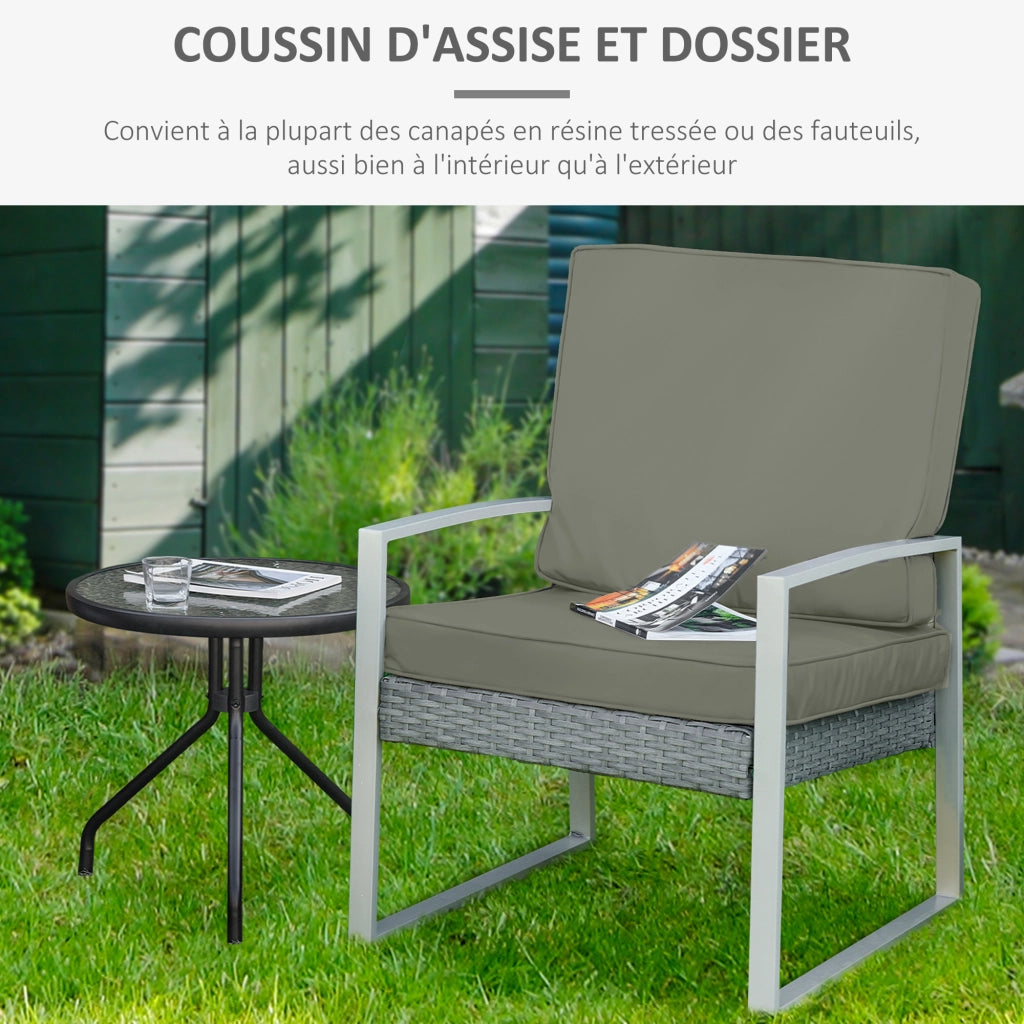 Poltrona da giardino con cuscini ¨C Zephmum ¨C Tessuto grigio scuro 56x52/56x46 cm