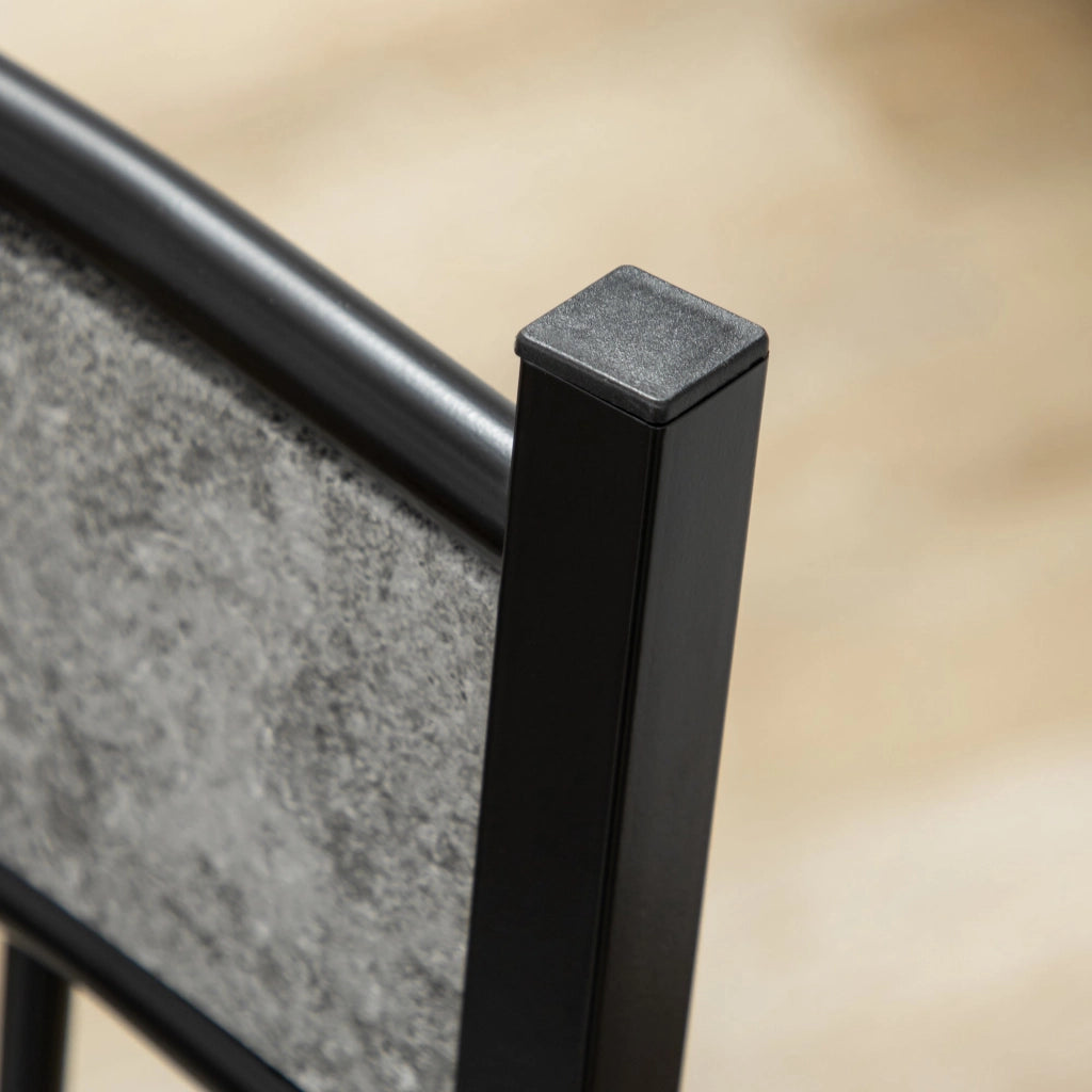 Set da Pranzo Tavolo e 4 Sedie Seduta Imbottita in Metallo e MDF Grigio e Nero
