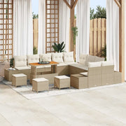 Set Divano da Giardino con cuscino 14 pcs Beige polyrattan