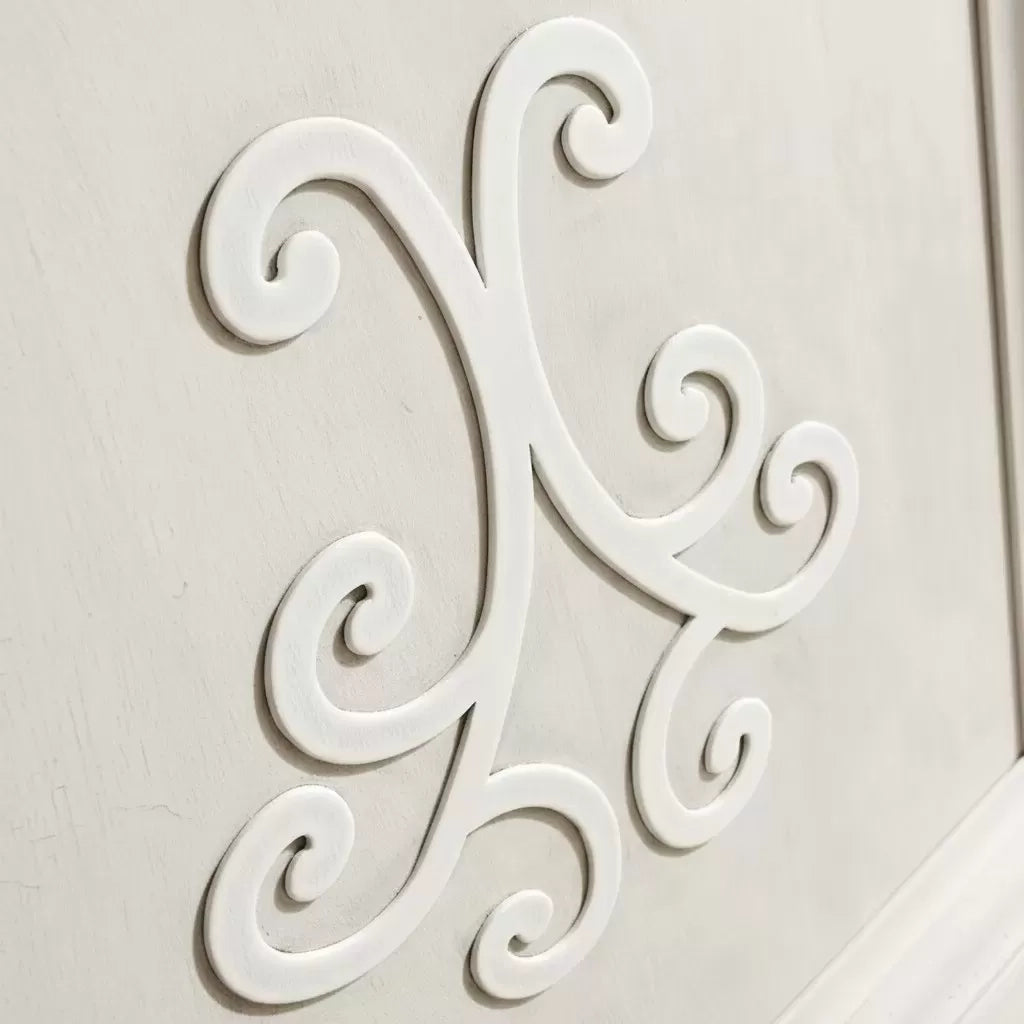 Vetrina classica 2 porte intarsio legno bianco anticato rilievi 162x54x217 - Mobili 2G