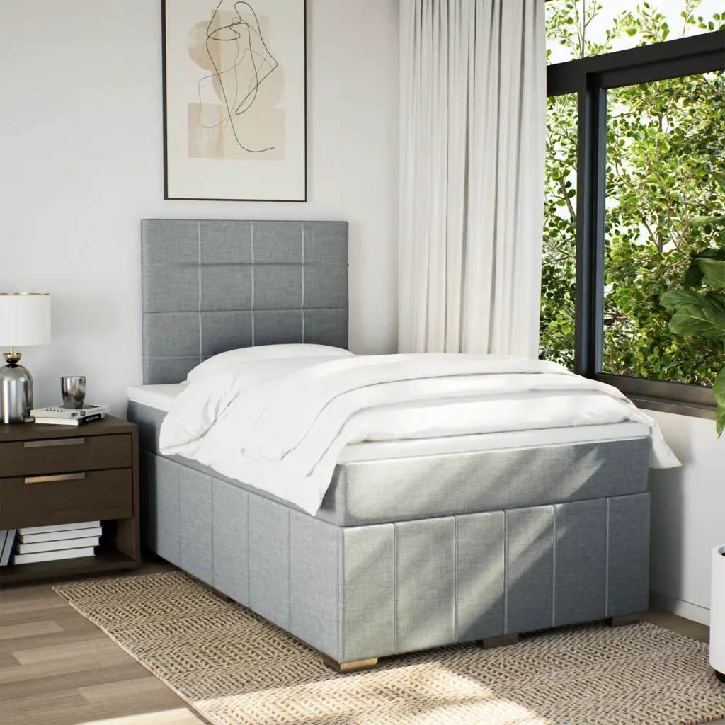 Giroletto a Molle con Materasso Grigio Chiaro 120x190cm Tessuto