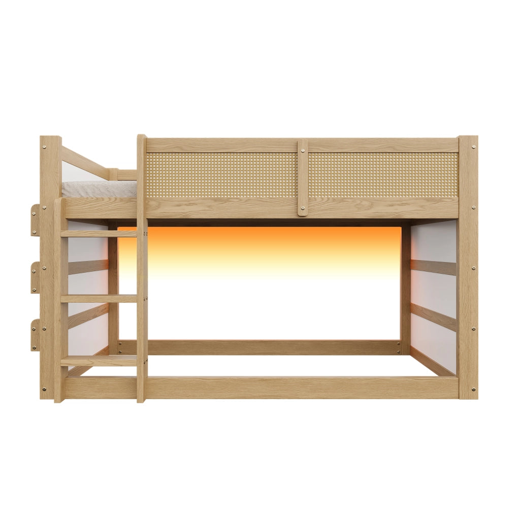 LETTO a soppalco 90x200 cm Legno Naturale/Bianco con scala a 3 gradini