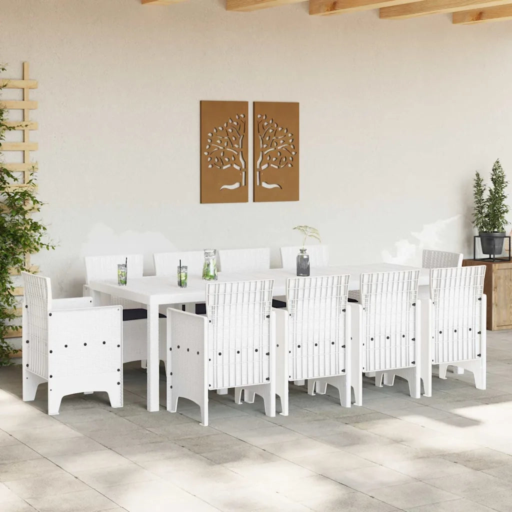 Set da Pranzo per Giardino 11 pcs Bianco Polipropilene