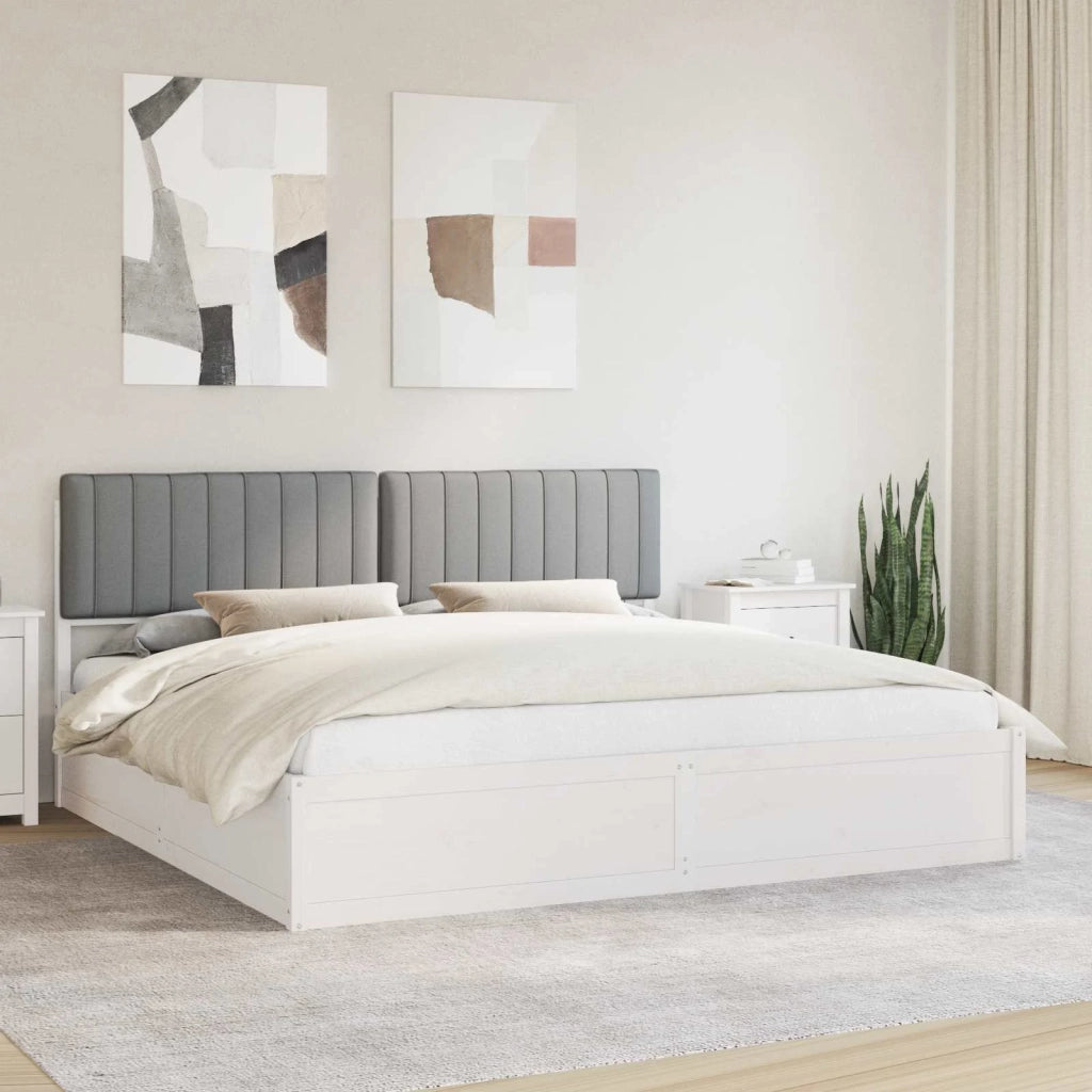 Letto con Testiera Rivestita Grigio chiaro 200 x 200 cm 3398213