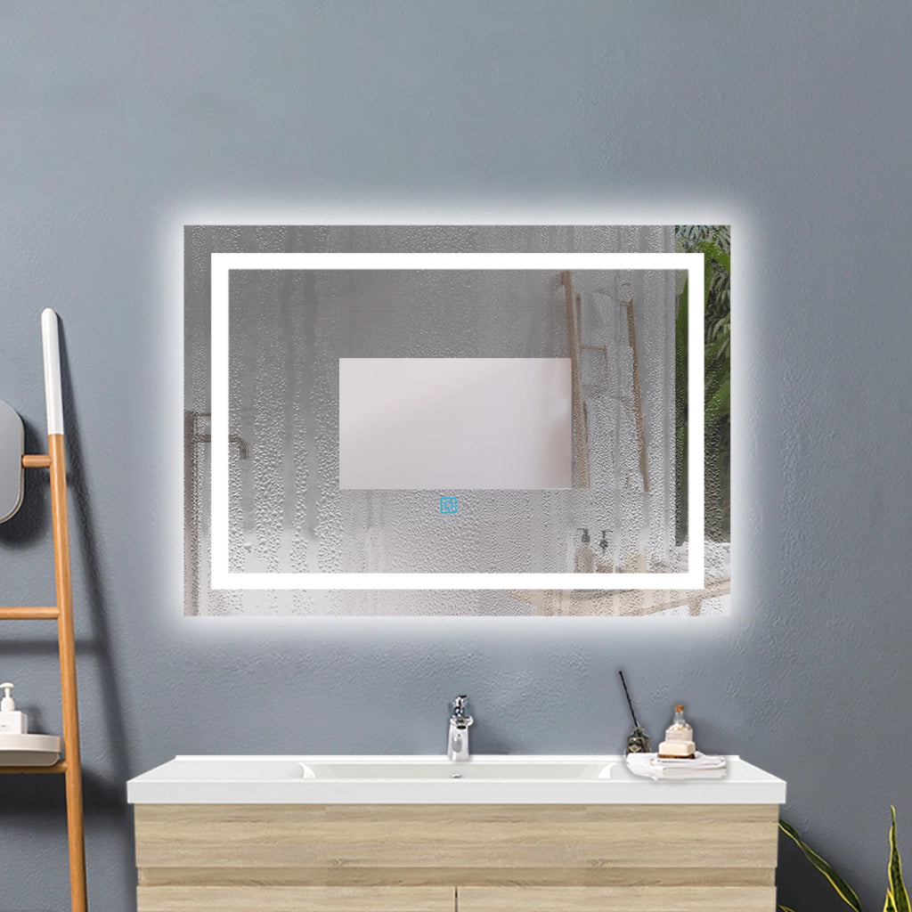 AICA IT Specchio Da Bagno Rettangolare Da 150x80cm con LED, Antiappannamento, 3 Temperature Colore