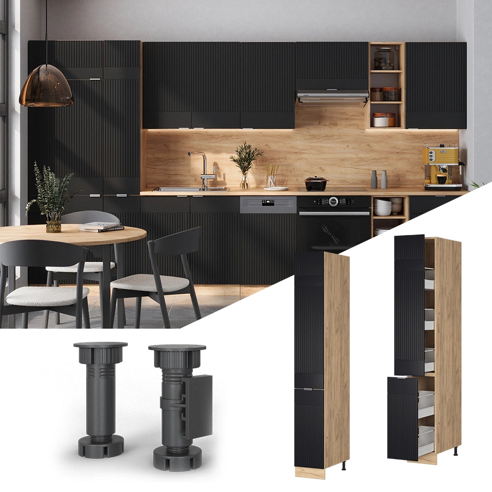 Armadio da farmacia Fame-Line Nero rigato/Rovere dorato 30 cm Vicco