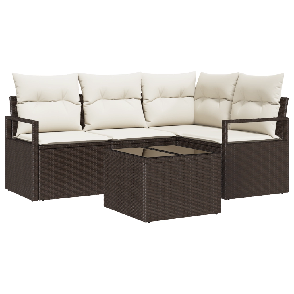 Set Divano da Giardino a 4 Pezzi con Cuscini in Rattan Poliestere Grigio