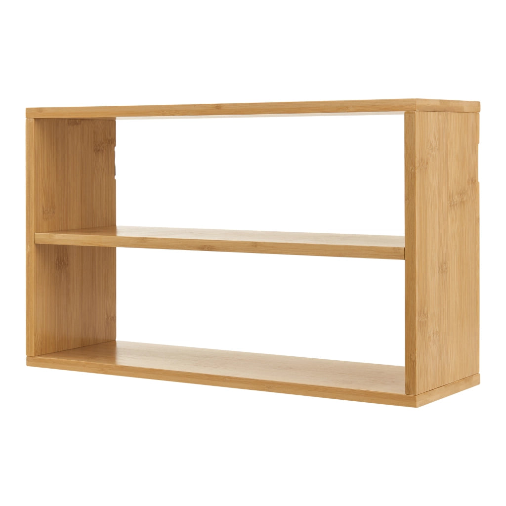 Scaffale da Parete Gol con 2 Scomparti 50 x 15 x 30 cm Bambù Naturale [en.casa]