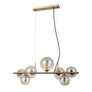 Lampadario Canello ottone miele 7 sfere ambra G9 Italux