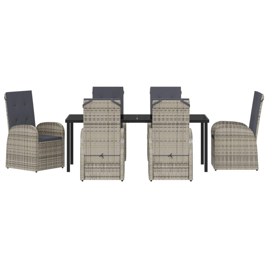 Set da Pranzo da Giardino 7 Pezzi con Cuscini Grigio in Polyrattan