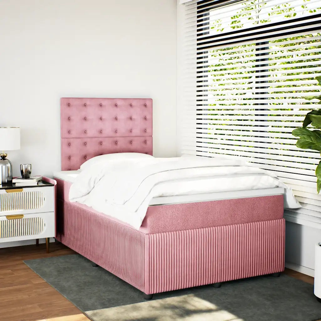 Giroletto a Molle con Materasso Rosa 120x200 cm in Velluto