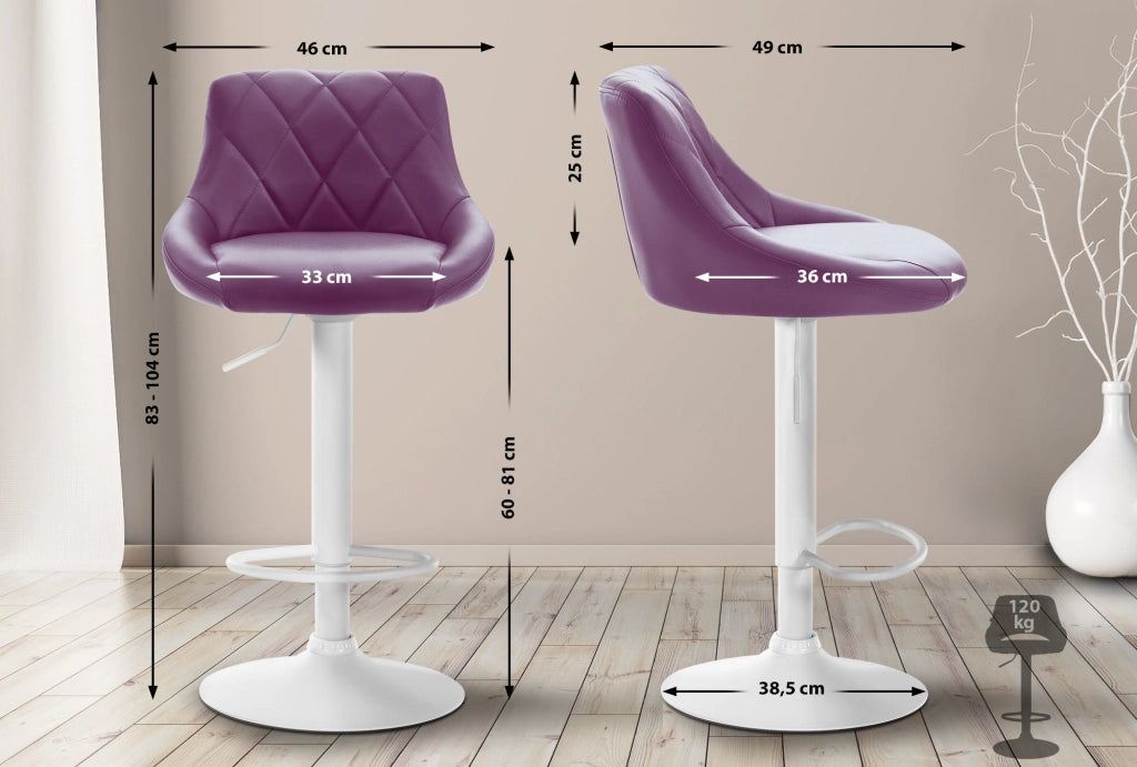 Sgabello Lazio in similpelle viola,bianco