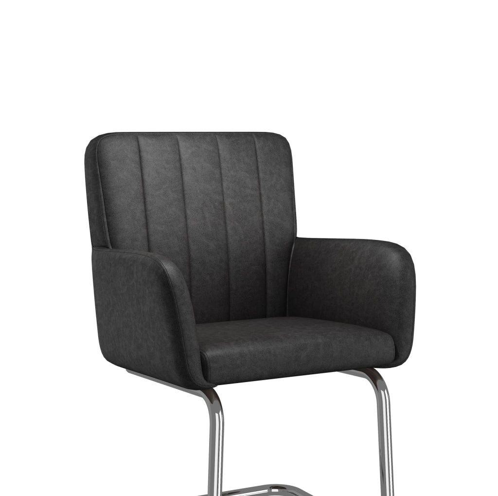 Set di 6 sedie da pranzo in similpelle nera con gambe a Z