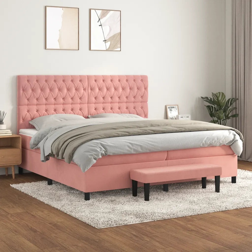 Giroletto a Molle con Materasso Rosa 200x200 cm in Vellutocod mxl 75297