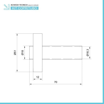 Set copritubo per termoarredo universale in ottone con finitura cromo