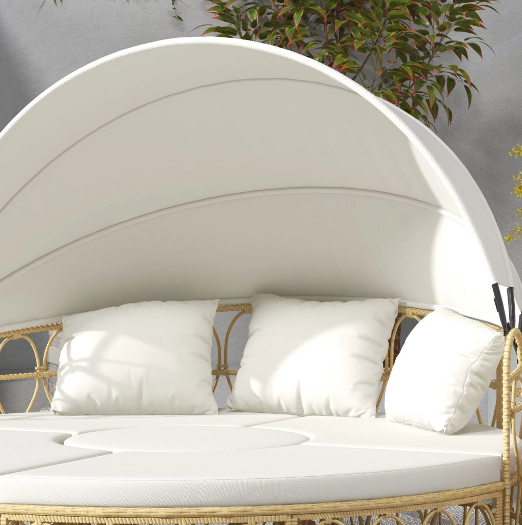 Sonneninsel 4 pezzi con tetto estraibile; effetto rattan; crema bianco