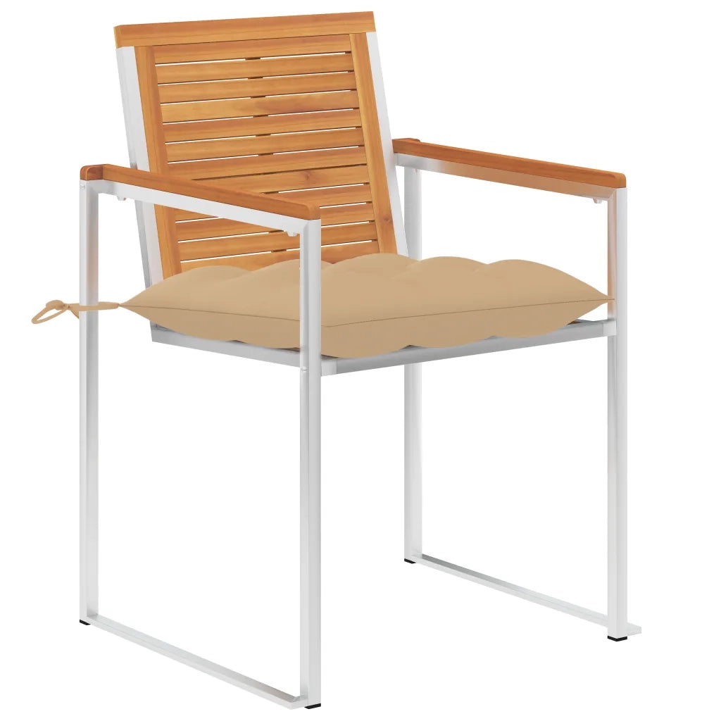 Sedie da Giardino 2 pz | Sedie da Esterno con Cuscini in Legno Acacia e Acciaio