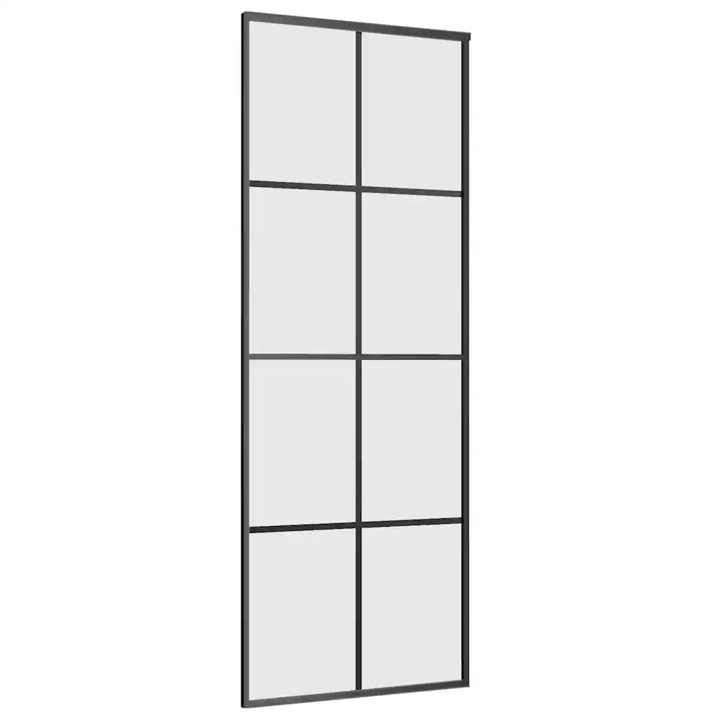 Porta Scorrevole con Ferramenta Nera 76x205 cm in Vetro ESG