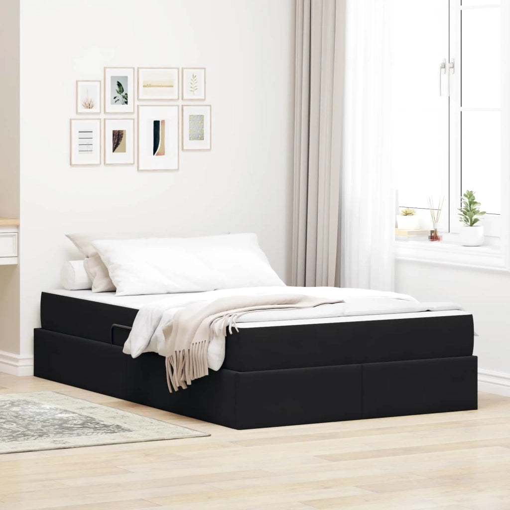 Letto con contenitore e materasso Nero 120 x 190 cm Velluto