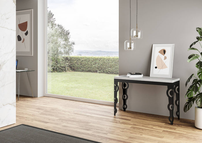 Tavolo Salvaspazio Allungabile 120x45/90x80/78 cm Karamay Double Bianco Frassino