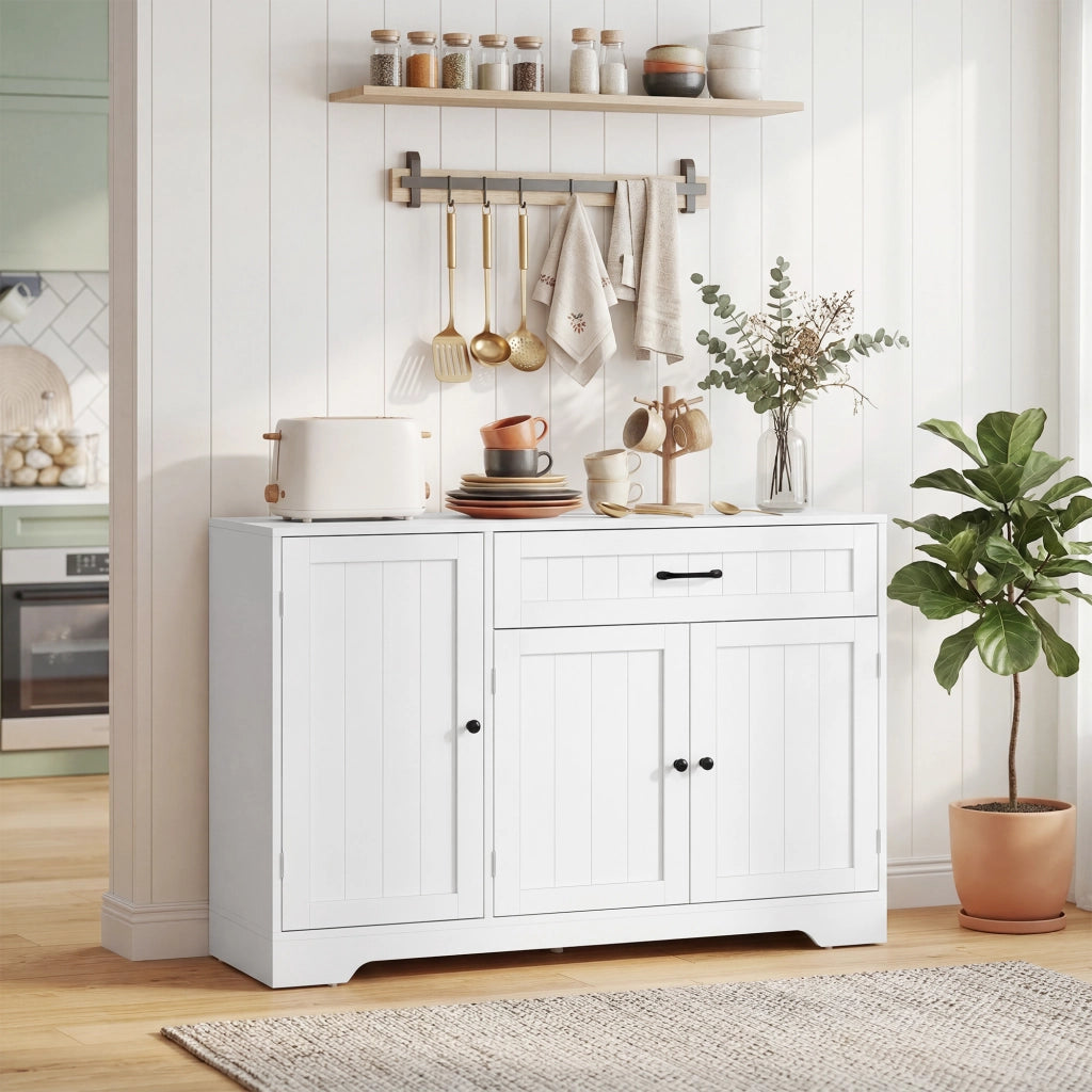 Cassettiera moderna per cucina con cassetti e scaffali regolabili ¨C zephmum ¨C bianco