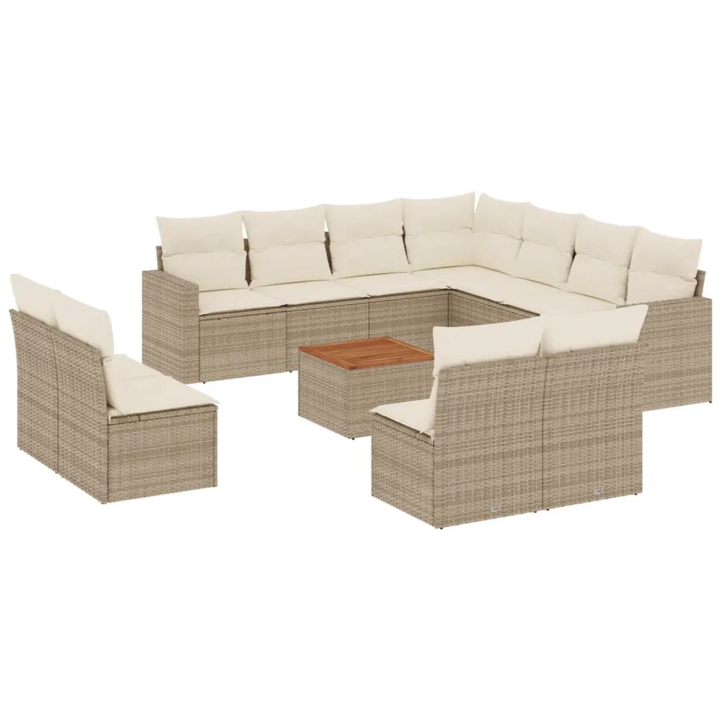 Set Divani da Giardino 12 pz con Cuscini Beige in Polyrattan 3256513