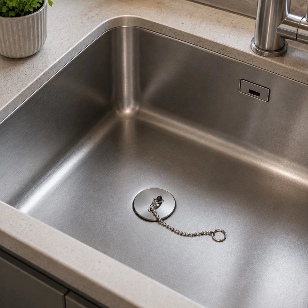 2 Tappi Universali Lavello Ø4 cm con Catena Cucina Bagno Vasca 10394