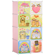 EasyComfort Mobile Scarpiera Modulare Salvaspazio, 6 Cubi 35x45x35 cm in Acciaio e PP, 74x47x144 cm, Rosa