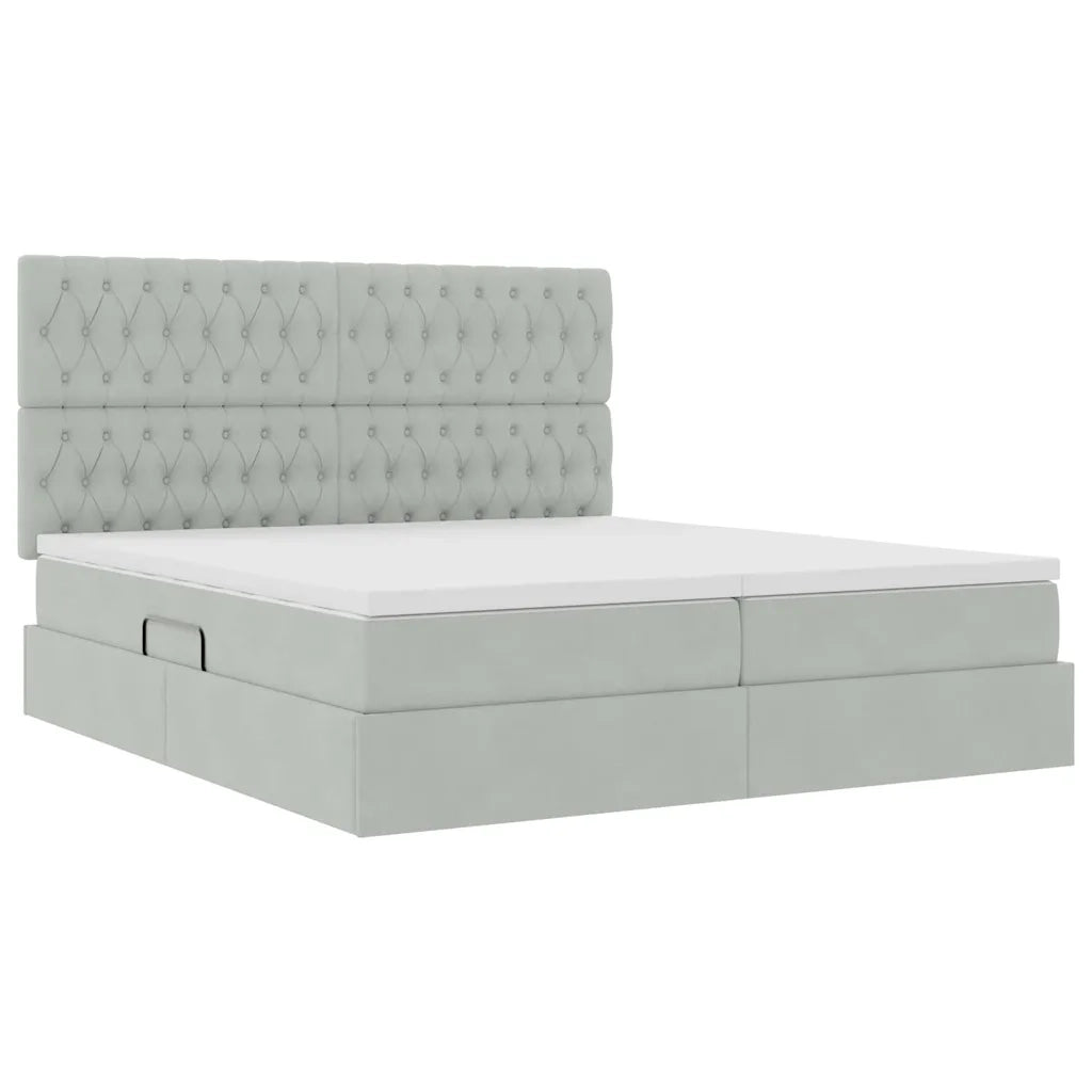 Letto con Contenitore Grigio chiaro 180 x 200 cm Velluto