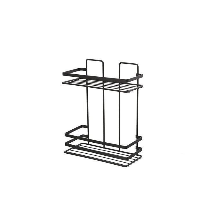 Mensola doccia rettangolare 2 ripiani in acciaio nero opaco Linea Cover Black Feridras