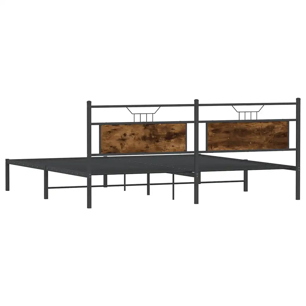 Letto matrimoniale | Letto per adulti | Giroletto senza Materasso Rovere Fumo 193x201 cm in Truciolato