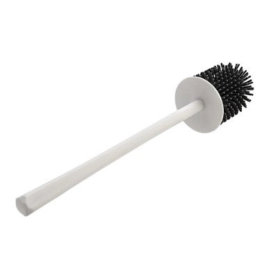 Scopino di ricambio per wc con setole in silicone grigio e manico bianco