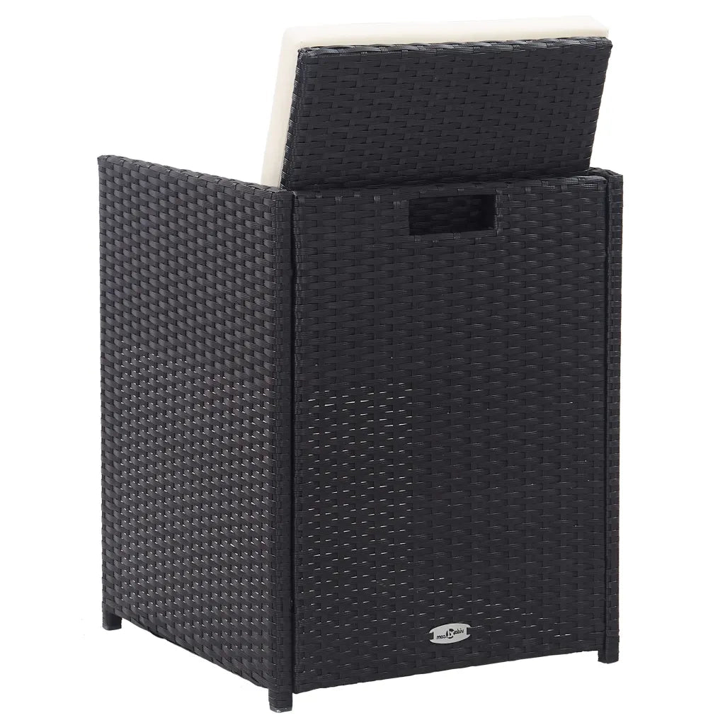 Set da Pranzo da Giardino 15 pz con Cuscini in Polyrattan Nero  cod mxl 42641
