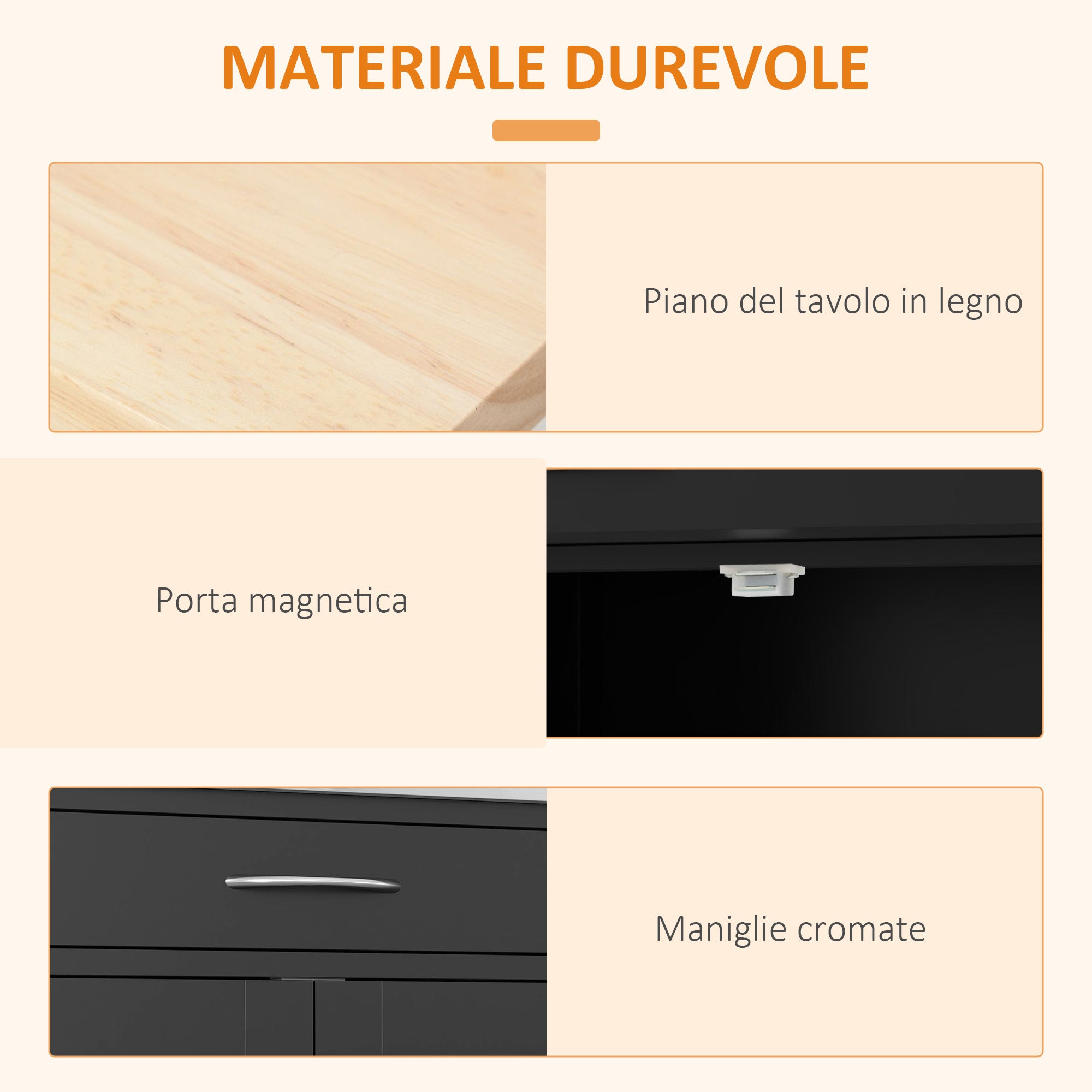 Carrello da Cucina con Portabottiglie Integrato 67x37x87 cm in Legno Nero e Rovere
