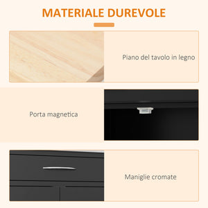 Carrello da Cucina con Portabottiglie Integrato 67x37x87 cm in Legno Nero e Rovere