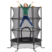 TRAMPOLINO ELASTICO PER BAMBINI Ï1.6X1.9 M CON RETE DI SICUREZZA E PALI IMBOTTITI, ETÓ 3-10 ANNI, NERO