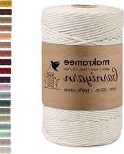 Filato di Macramè di Cotone Soft per Decorazioni per Pareti, Vasi per Piante e Accessori per la Casa (100% Cotone, Naturale, 200m)