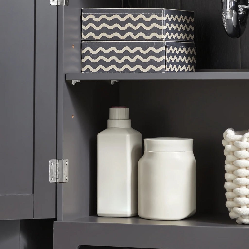 Mobile sottolavabo per Bagno con 2 Ante mobili bagno L60*P30*A60 cm Grigio BZR18-DG