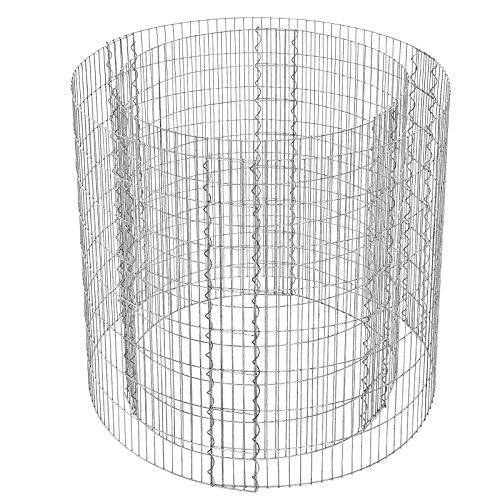 Gabbione rotondo per pietre cestino metallico per pietre maglia fine 2,5 x 10 cm acciaio zincato antiruggine 90 x 80 cm (diametro x altezza) per pietre da 10 cm decorazione da giardino argento 12_0001927