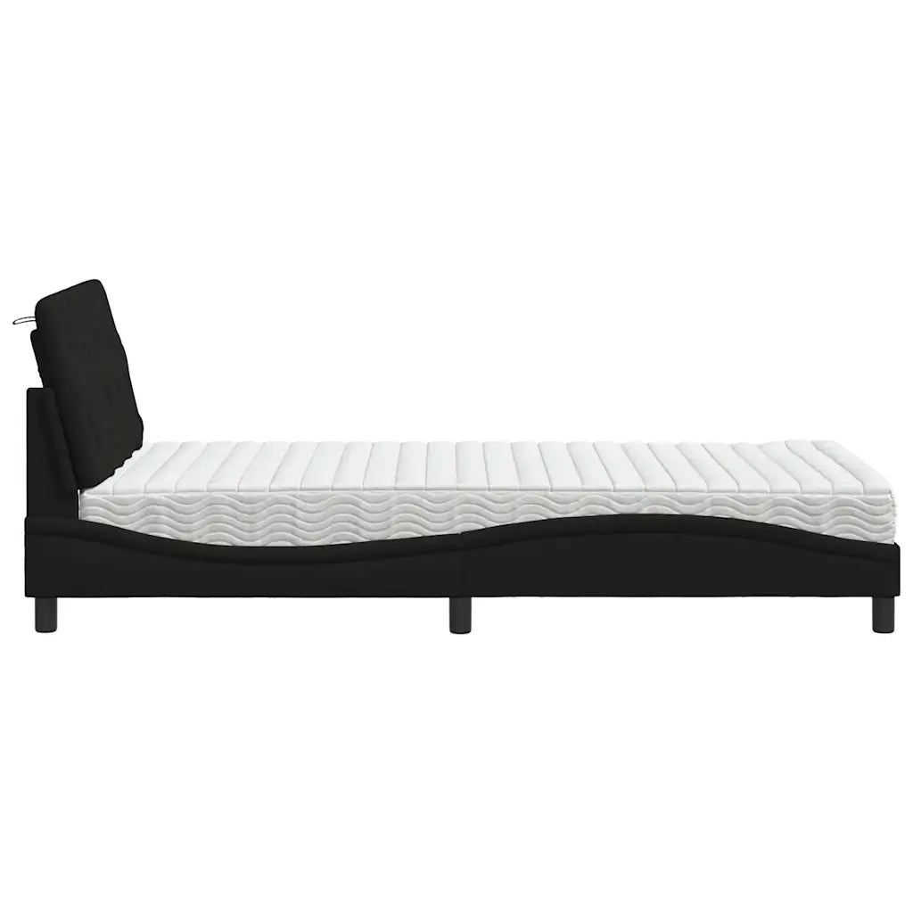 Letto con Materasso Nero 100x200 cm in Tessuto 3310722