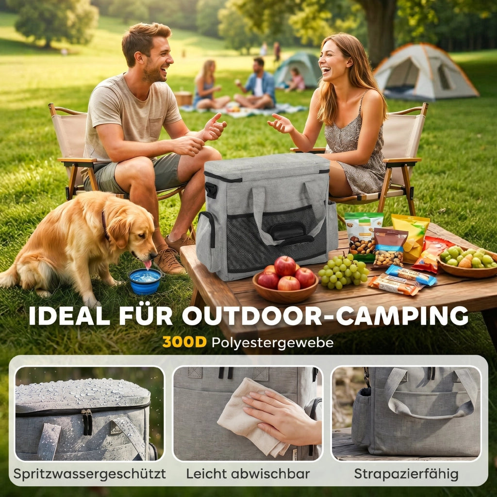 Trasportino per Cani con Scomparti e Ciotole ¨C zephmum ¨C Grigio Chiaro 38x17x35 cm
