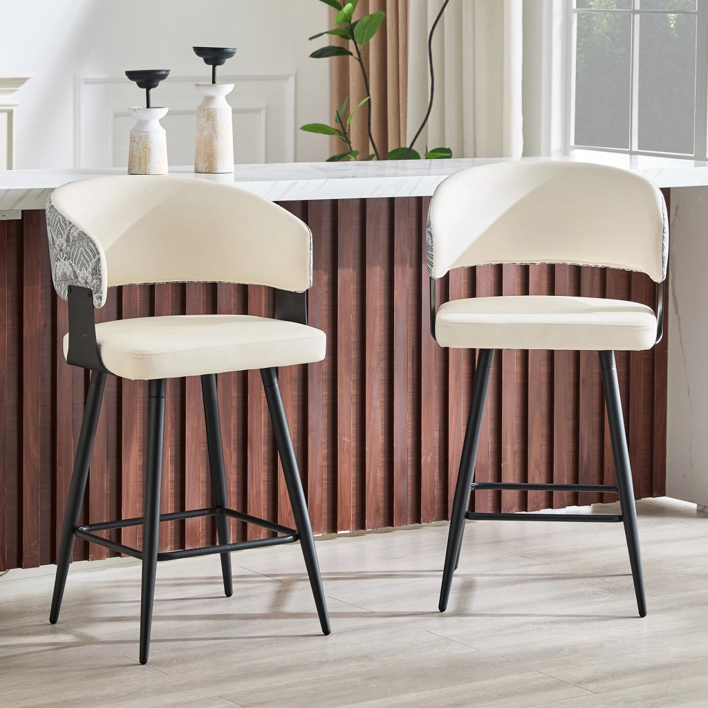 SGABELLO da bar con schienale, 94,5 cm, PU bianco, Set da 2 pezzi