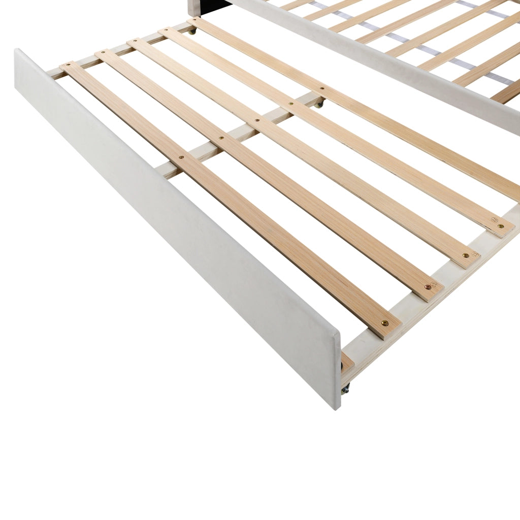 LETTO Divano letto estraibile 90x200 cm Beige in velluto e MDF