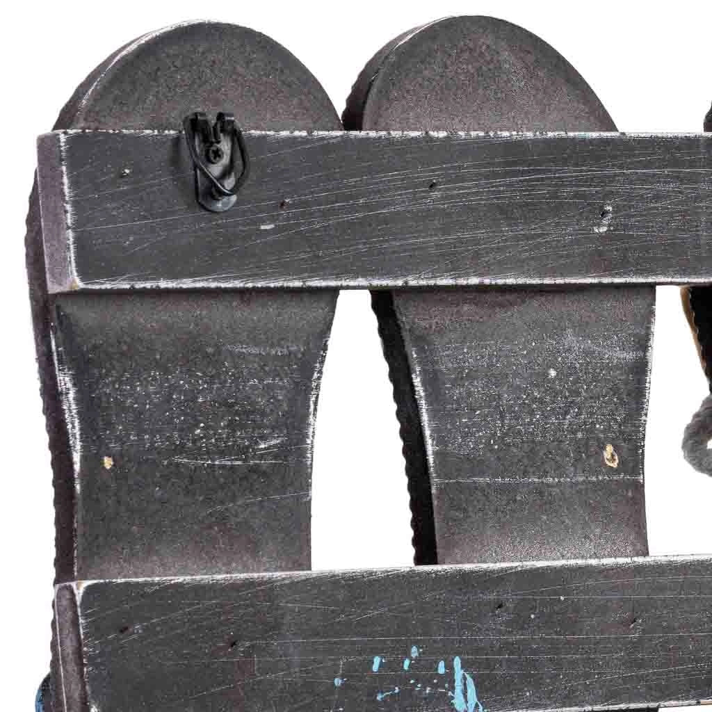 Appendiabiti in legno blu con 4 ganci 36x5x17,5h cm
