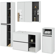 Set di mobili da bagno sospesi VAMI in Bianco con interno Grigio Grafite con fori per lavabo da appoggio