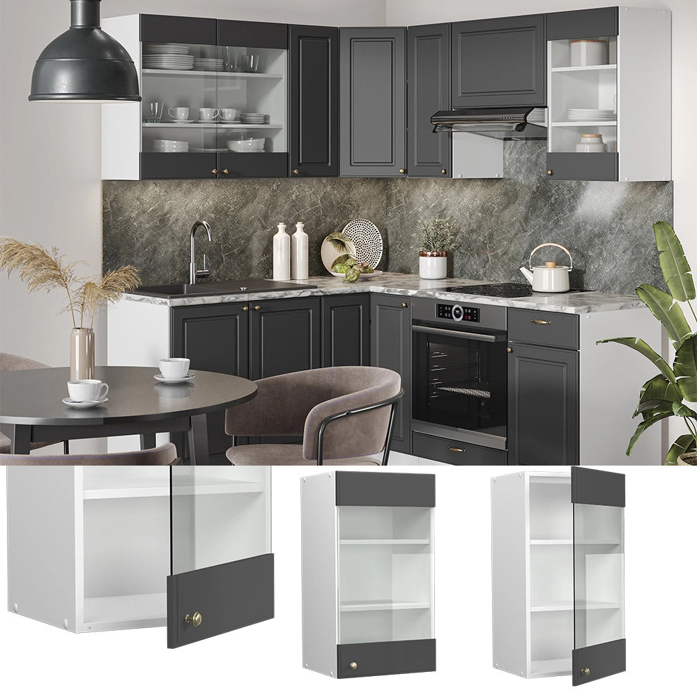 Vicco Mobile da cucina in vetro Antracite-oro 40 cm