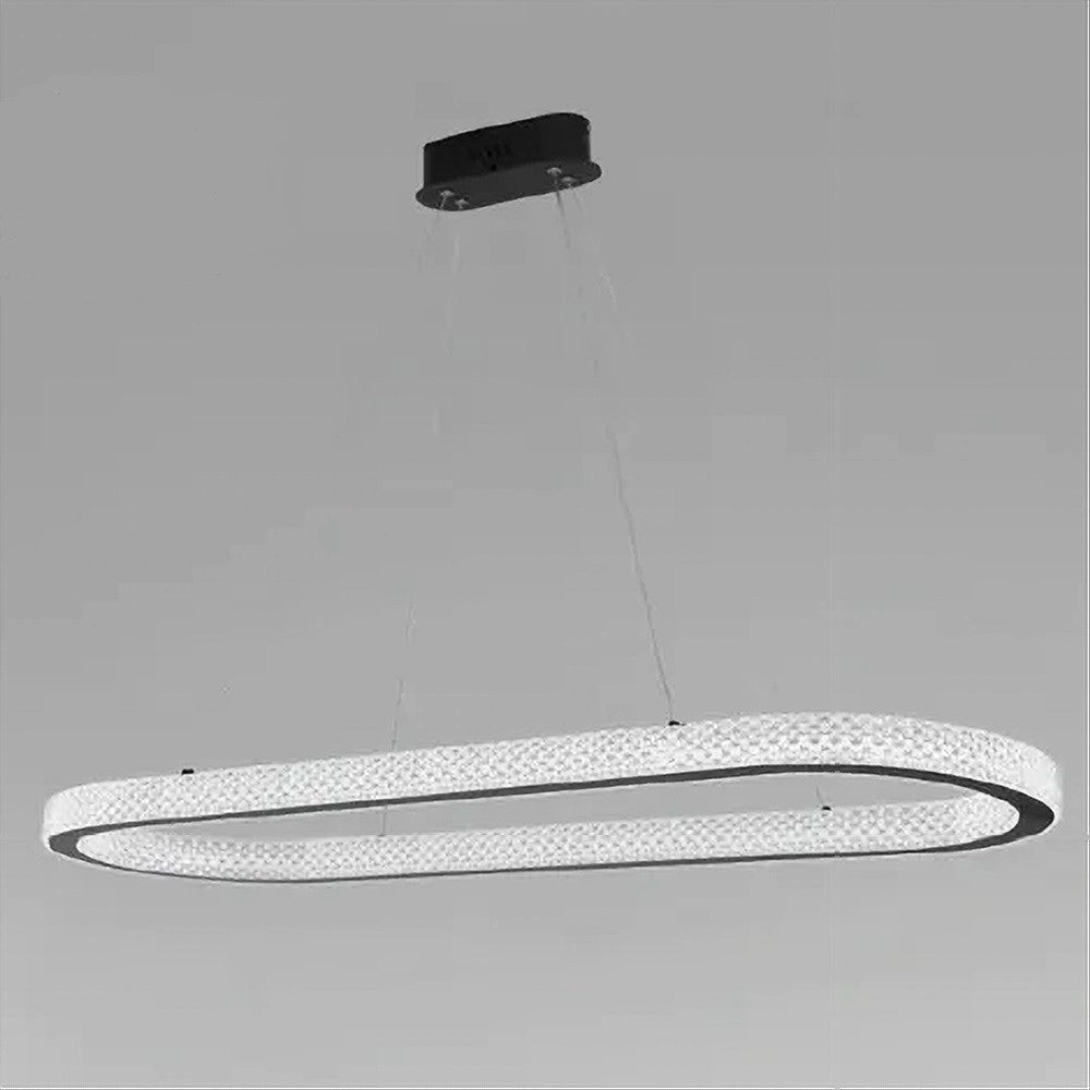 Trade Shop - Lampadario A Sospensione Led 92 W Ovale Lampada Orizzontale Cristallo Nero 31999 -